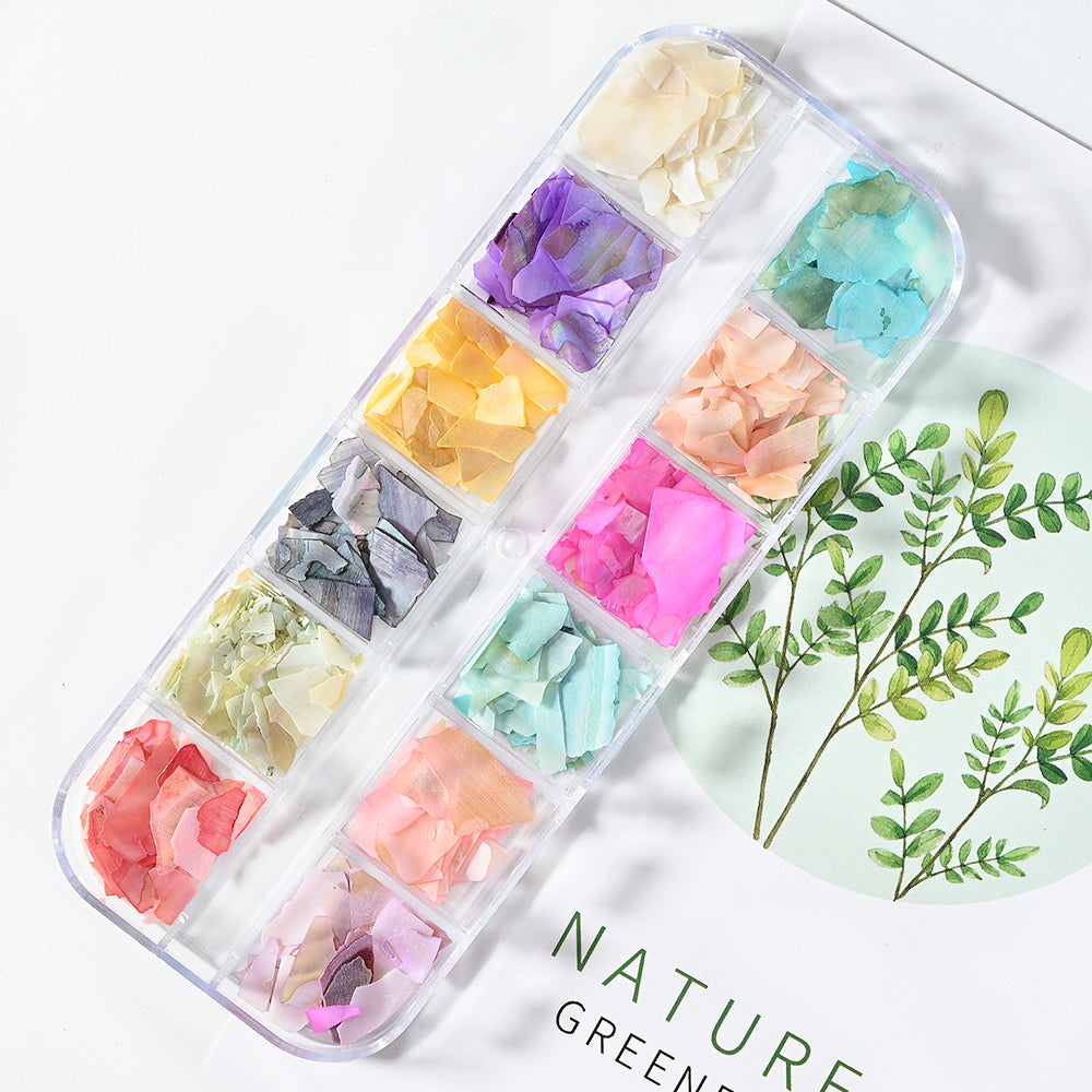 Set of 12 Colors Broken Rainbow Shells for Nail Art I Love My Polish