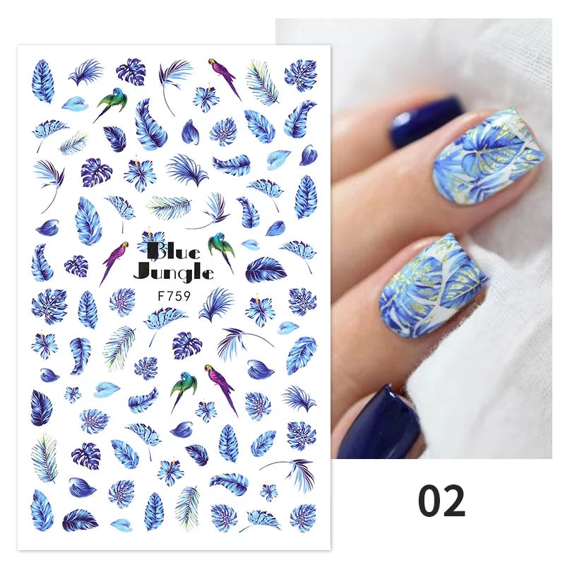 Floral and Tropical Multicolor Nail Art Stickers I Love My Polish