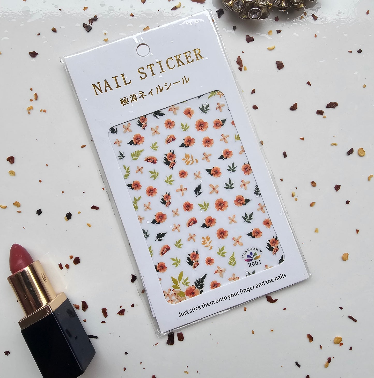 Hawaiian Orange Flowers Nail Art Stickers I Love My Polish