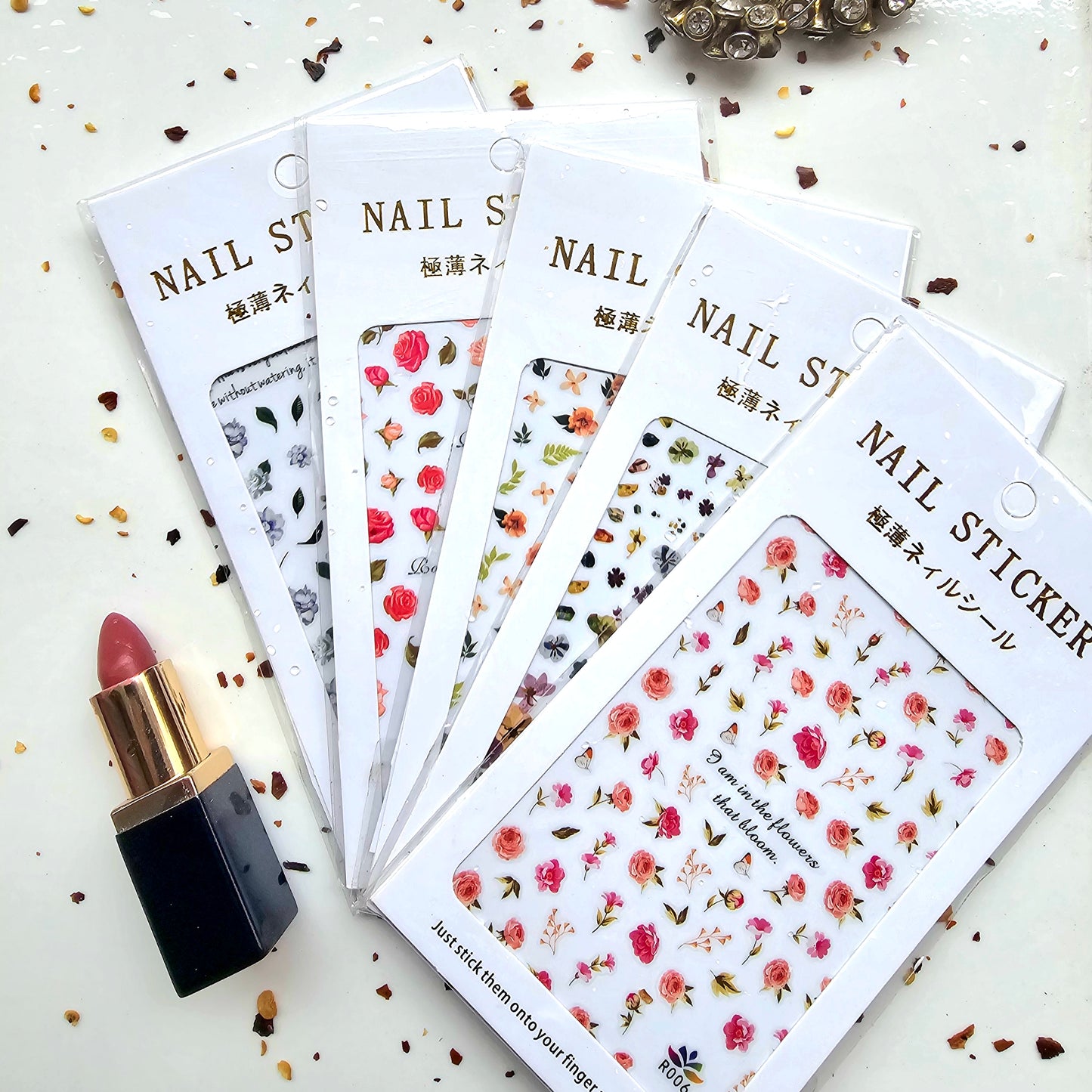 Rosy Pink Floral Nail Art Stickers I Love My Polish