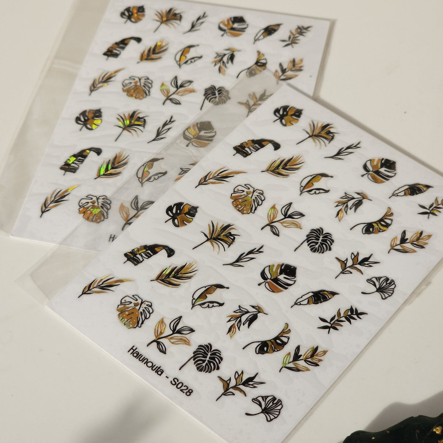 Black and Gold Leaves Nail Sticker Sheet I Love My Polish