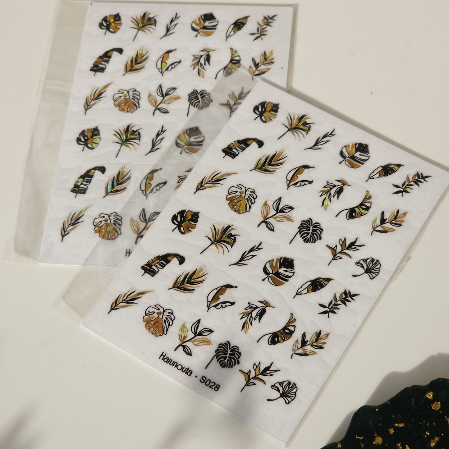 Black and Gold Leaves Nail Sticker Sheet I Love My Polish