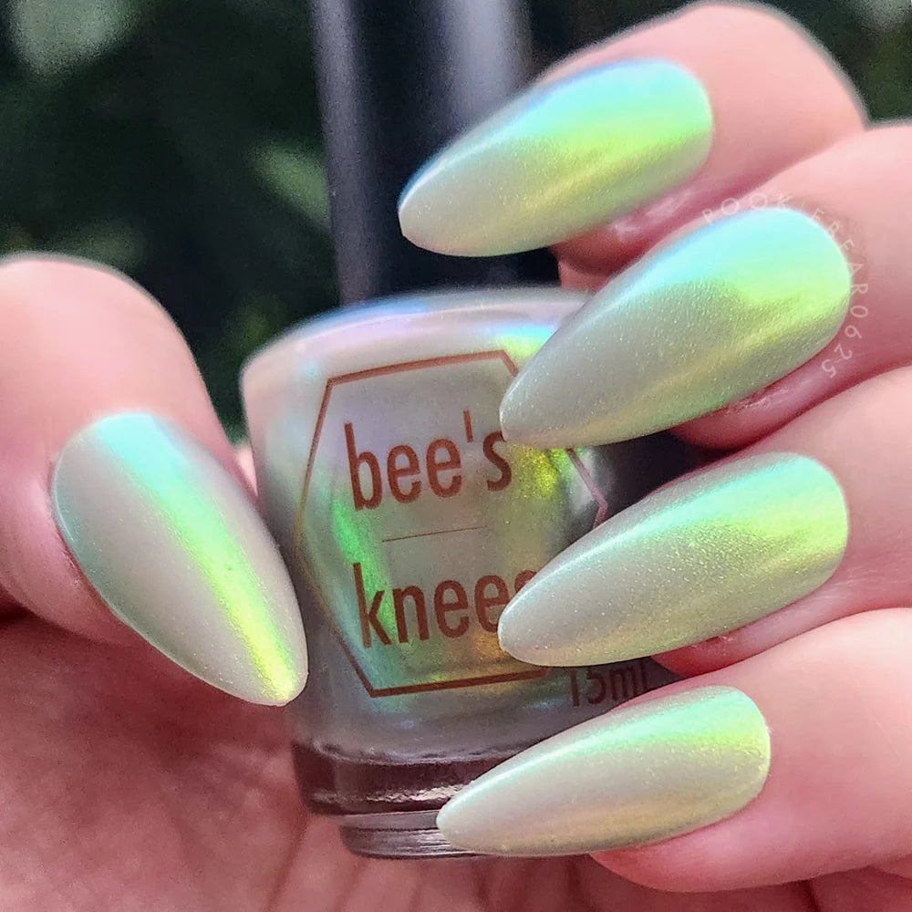 Bees Knees Lacquer- The Demon Realm Golden Green Blue Iridescent Nail Polish I Love My Polish
