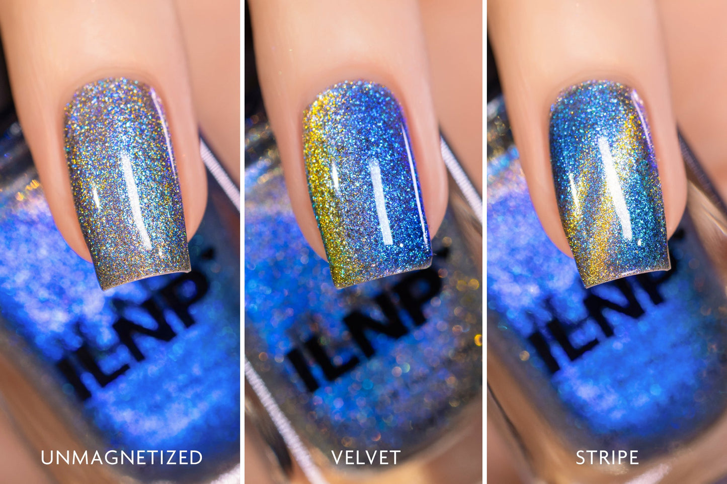 ILNP- Alice - Blue to Gold Magnetic Shimmer Nail Polish I Love My Polish