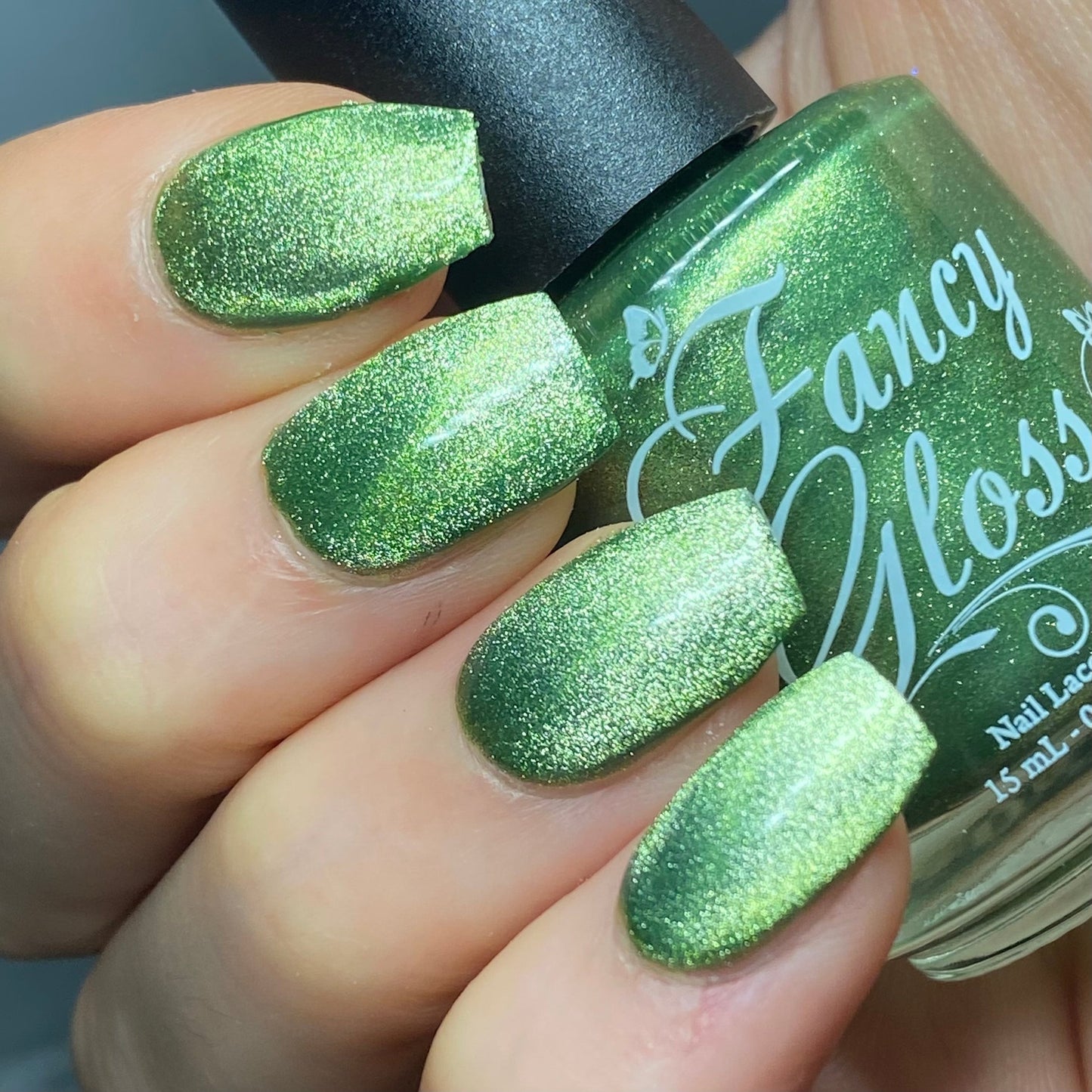 Fancy Gloss- Green Velour Green Silver Magnetic Nail Polish I Love My Polish