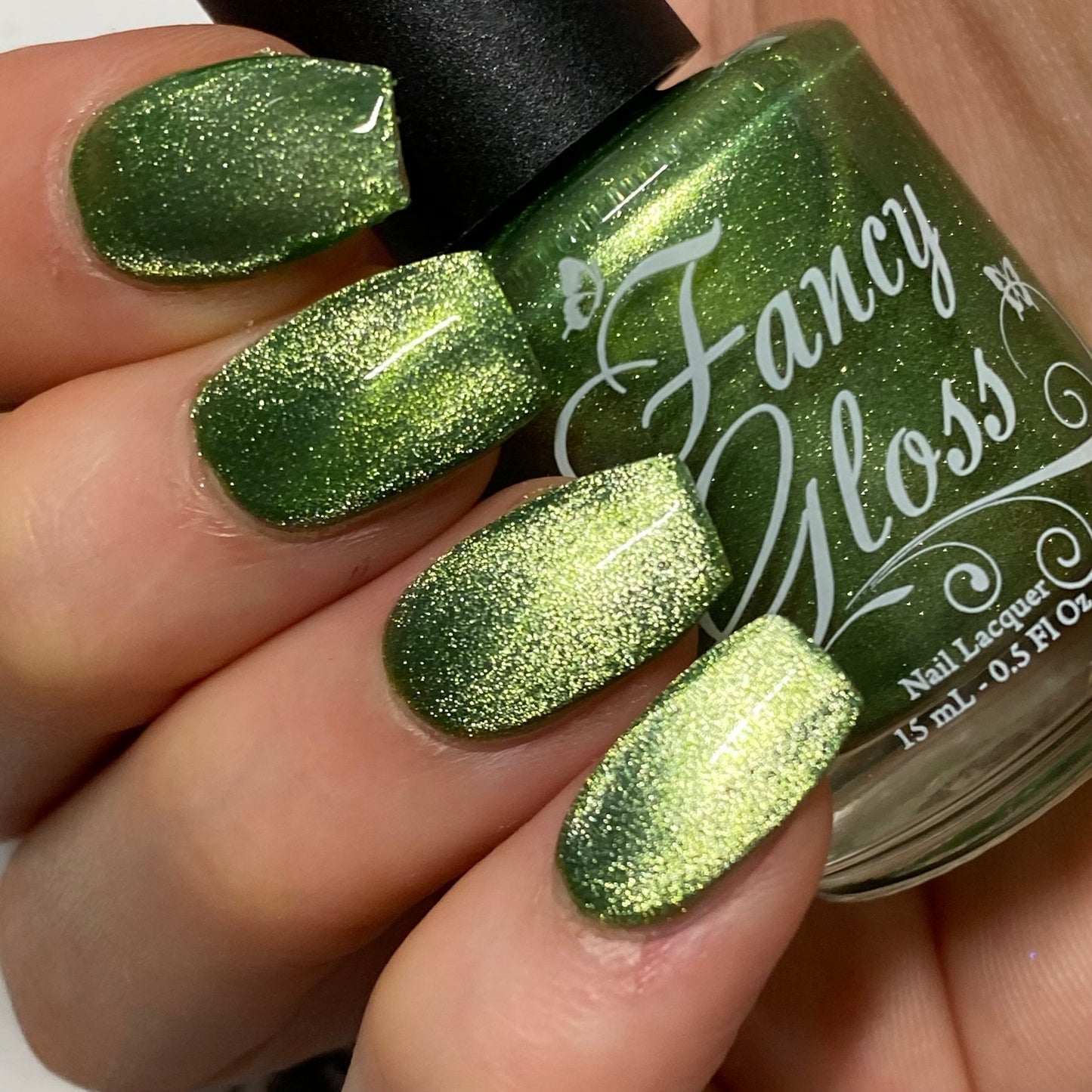 Fancy Gloss- Green Velour Green Silver Magnetic Nail Polish I Love My Polish