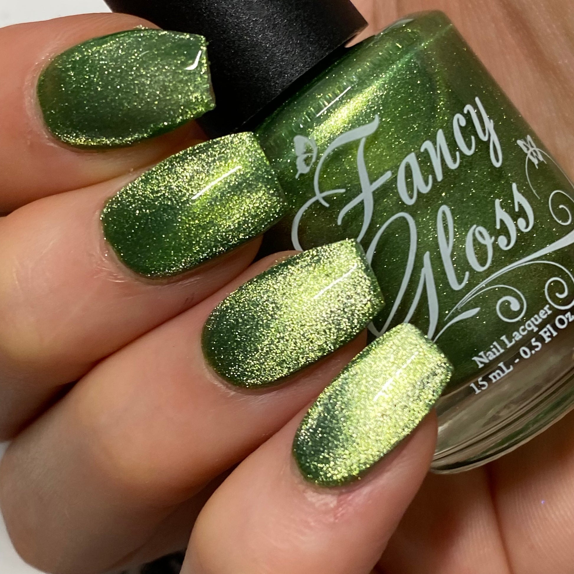 Fancy Gloss- Green Velour Green Silver Magnetic Nail Polish I Love My Polish