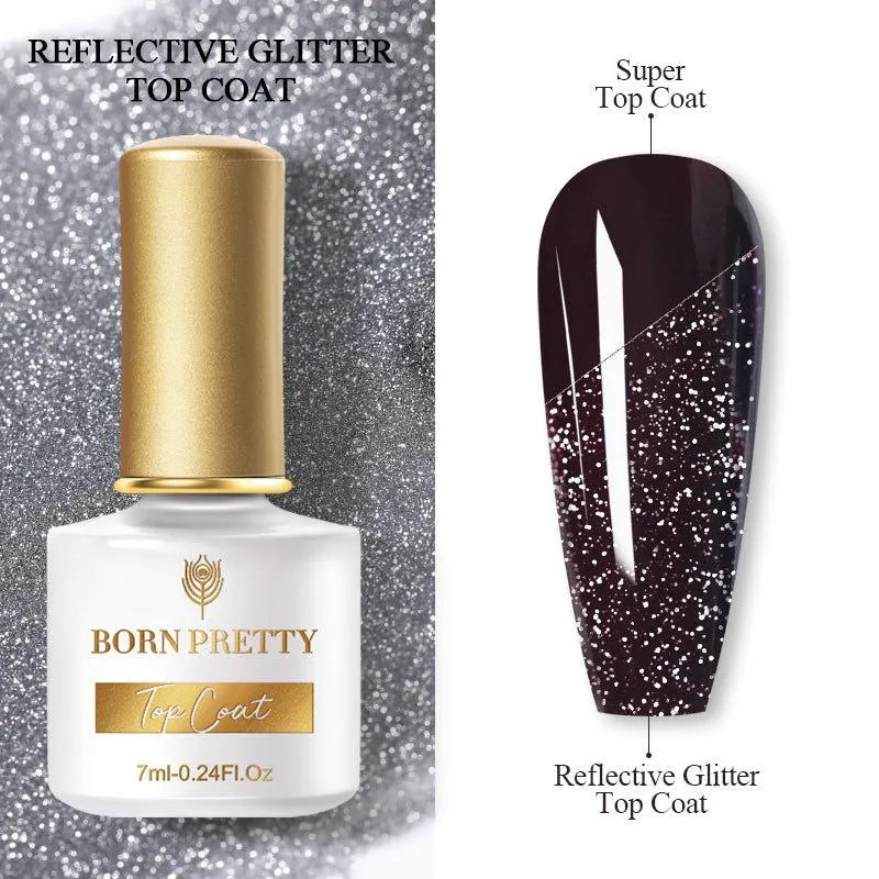 Born Pretty- Reflective Glitter Top Coat Gel (7ml) I Love My Polish