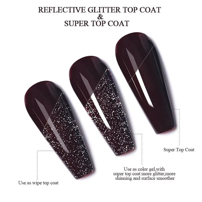 Born Pretty- Reflective Glitter Top Coat Gel (7ml) I Love My Polish