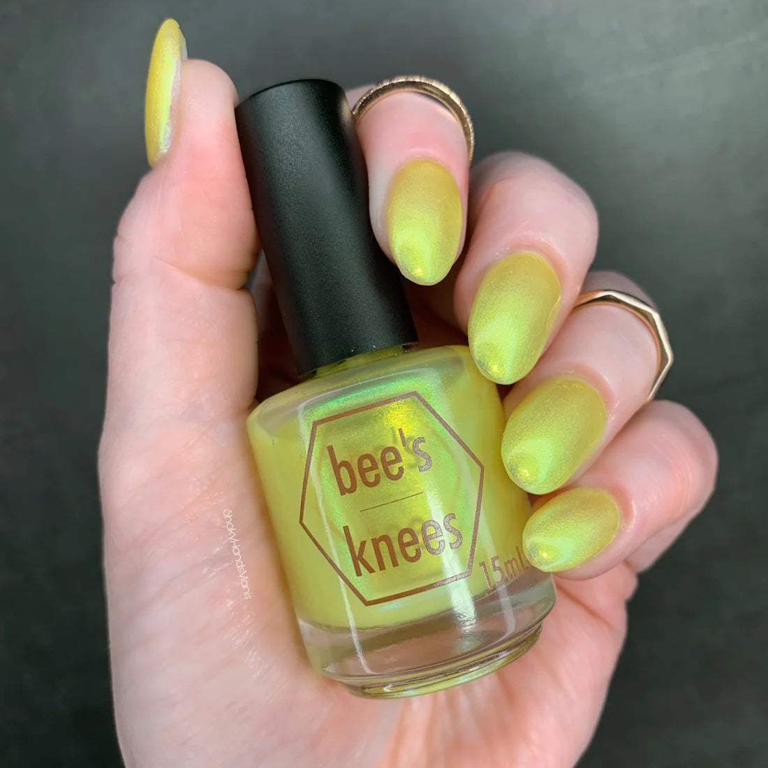 Bees Knees Lacquer- Lightweaver Yellow Green Shimmer Nail Polish I Love My Polish