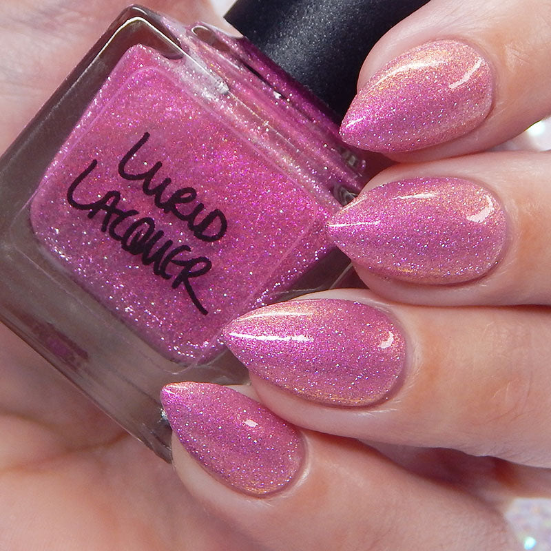 Lurid Lacquer- Be Brave and Just Pink Orange Gold Reflective Glitter Nail Polish