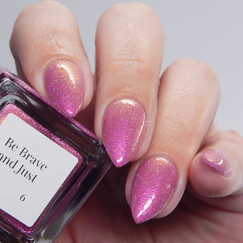 Lurid Lacquer- Be Brave and Just Pink Orange Gold Reflective Glitter Nail Polish
