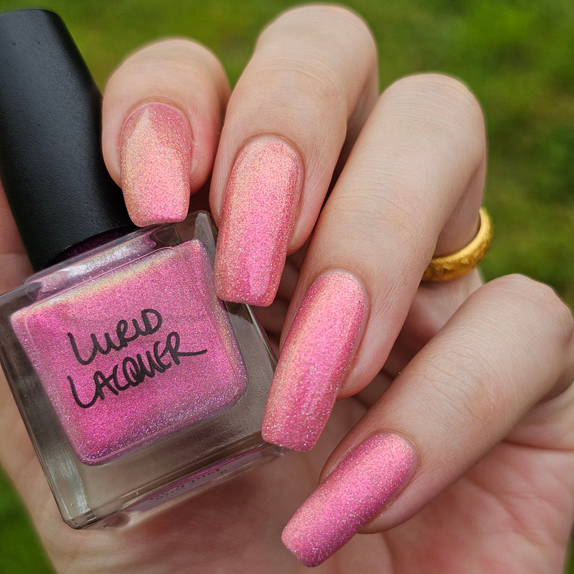 Lurid Lacquer- Be Brave and Just Pink Orange Gold Reflective Glitter Nail Polish