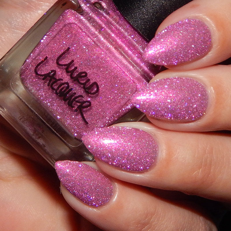Lurid Lacquer- Be Brave and Just Pink Orange Gold Reflective Glitter Nail Polish