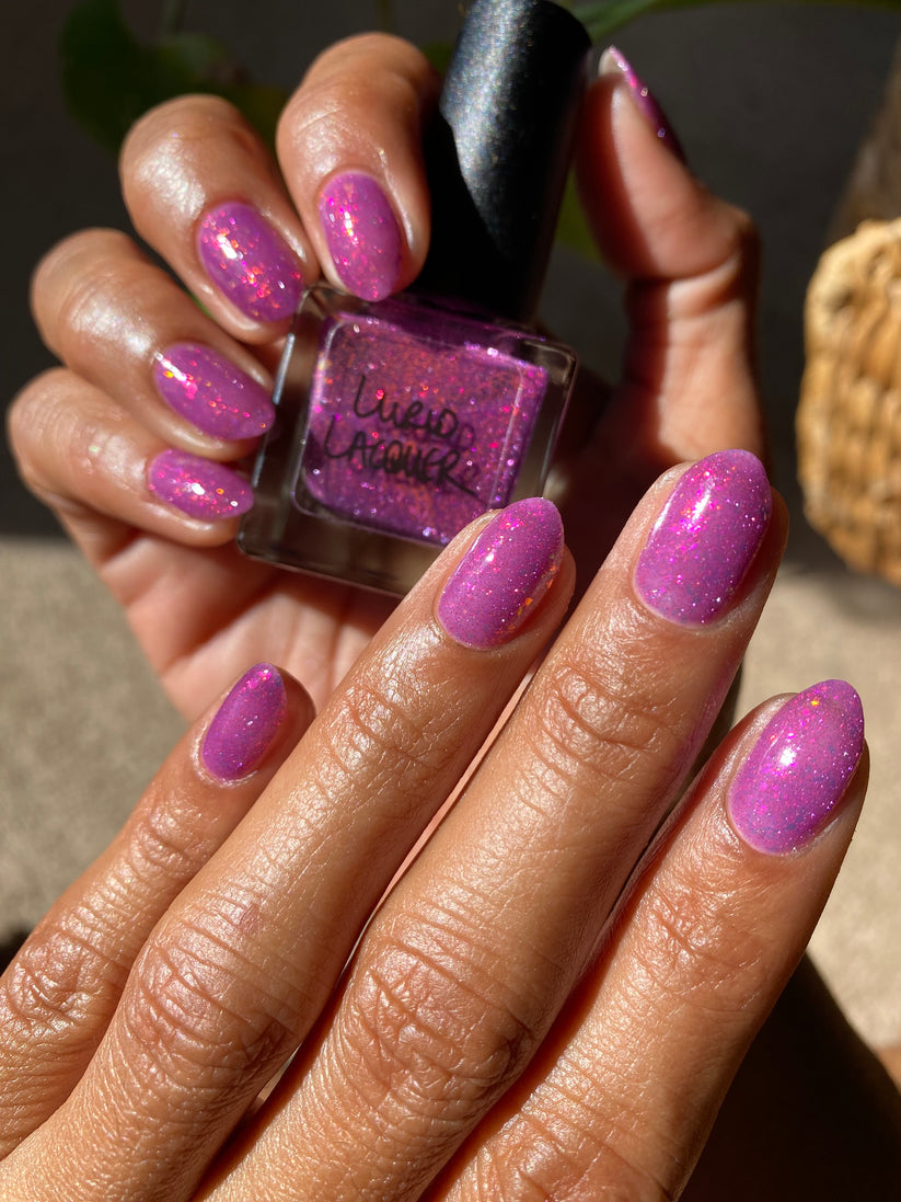 Lurid Lacquer- Your Bounty of Joy Pink Iridescent Flakies Nail Polish I Love My Polish