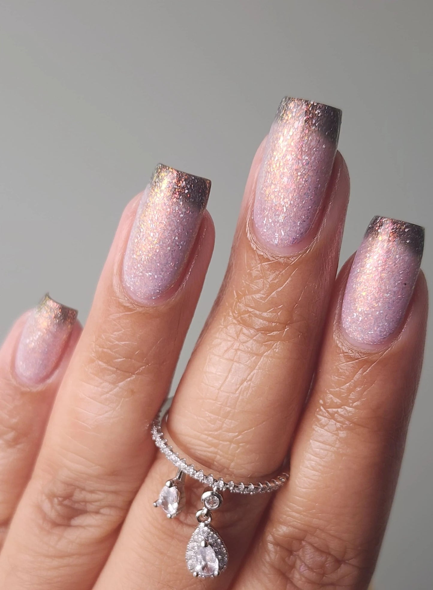 LynB Designs- Not For the Faint of Heart Black Pink Copper Flakies Nail Polish I Love My Polish
