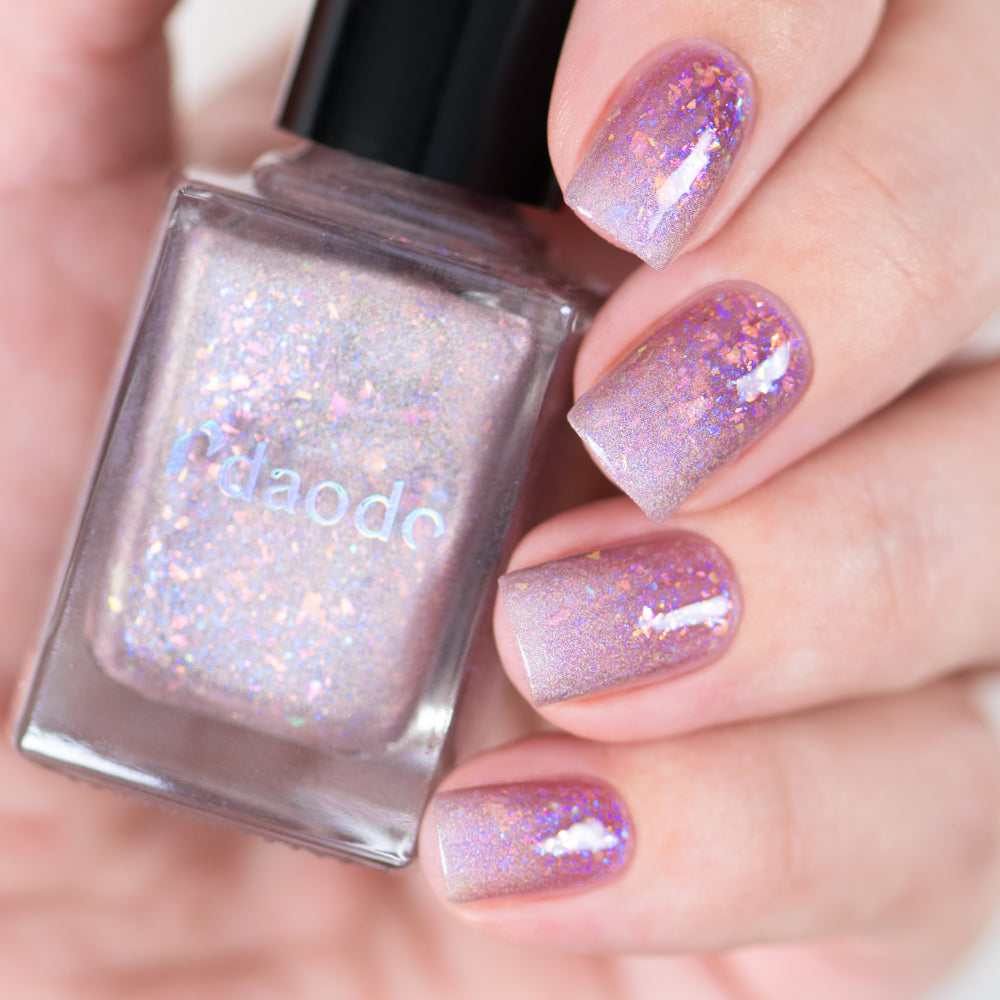 Masura- Daode Blooming Infinity Pink with silk holographic glitter and four types of micas Nail Polish I Love My Polish