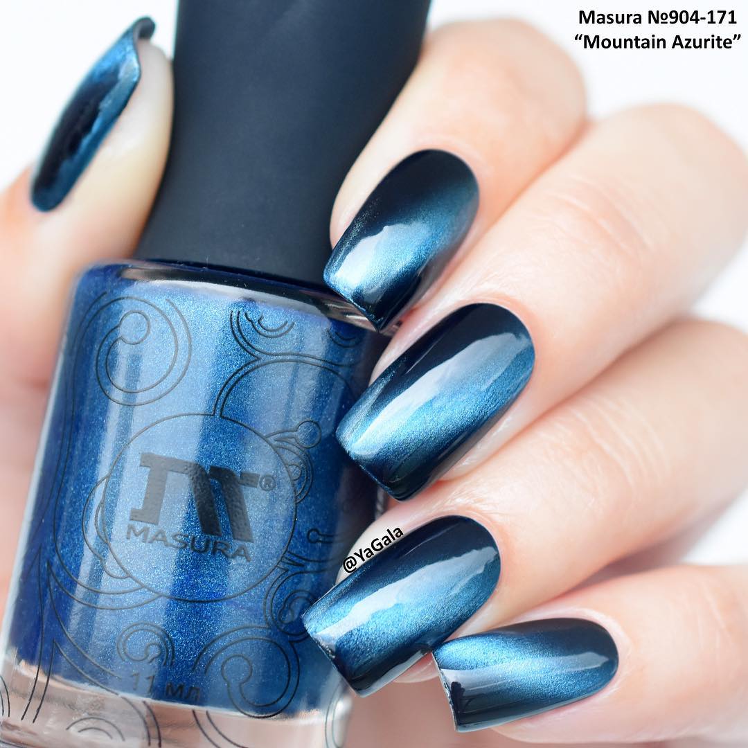 Masura- Mountain Azurite Dark blue with silver magnetic glitter Nail Polish I Love My Polish