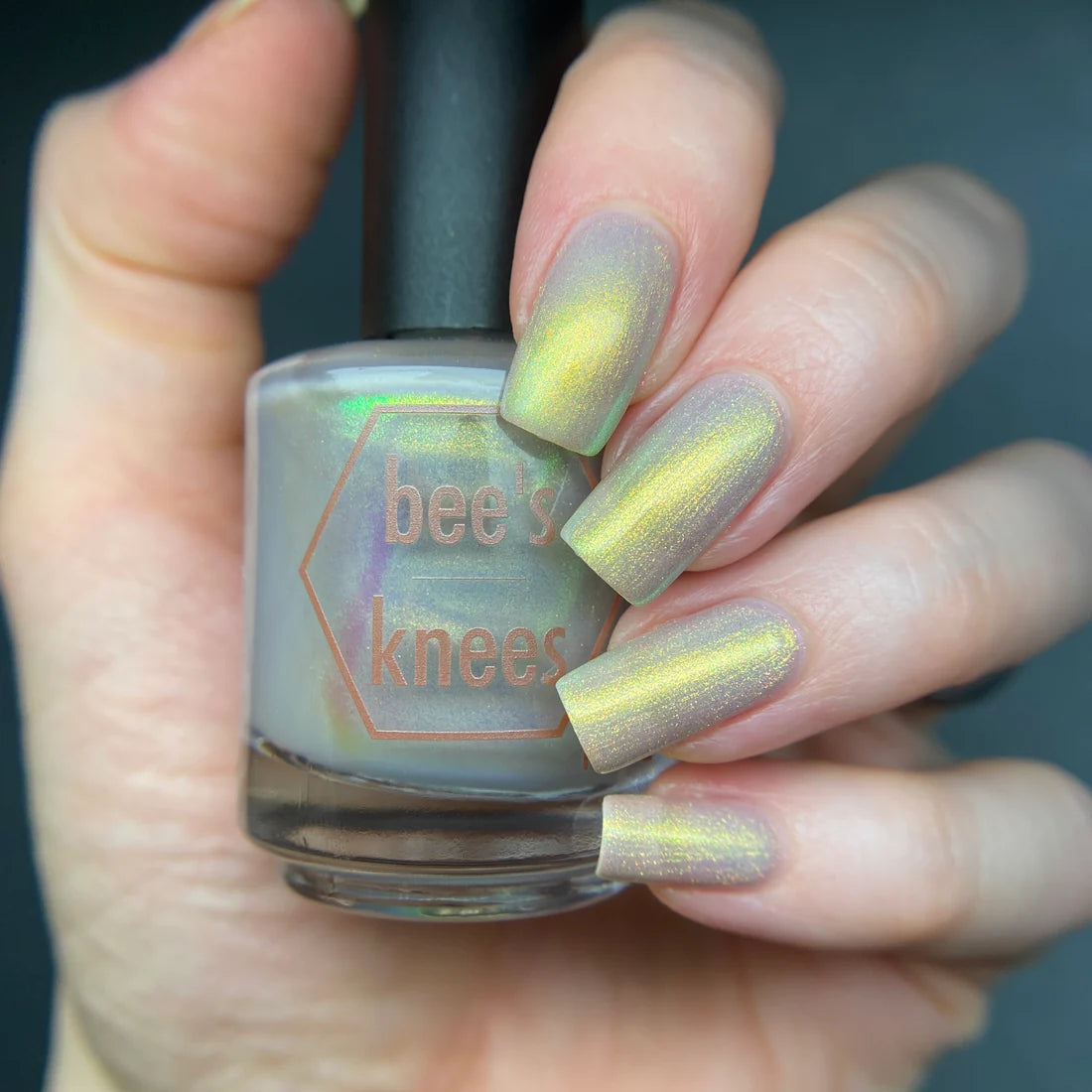 Bees Knees Lacquer- The Demon Realm Golden Green Blue Iridescent Nail Polish I Love My Polish