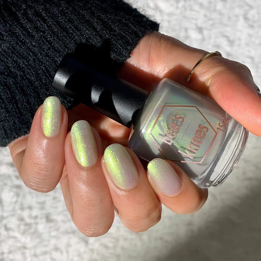 Bees Knees Lacquer- The Demon Realm Golden Green Blue Iridescent Nail Polish I Love My Polish