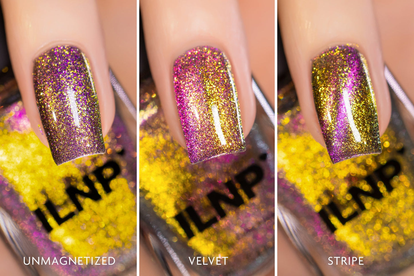 ILNP- Unraveled - Gold to Magenta Magnetic Shimmer Nail Polish I Love My Polish