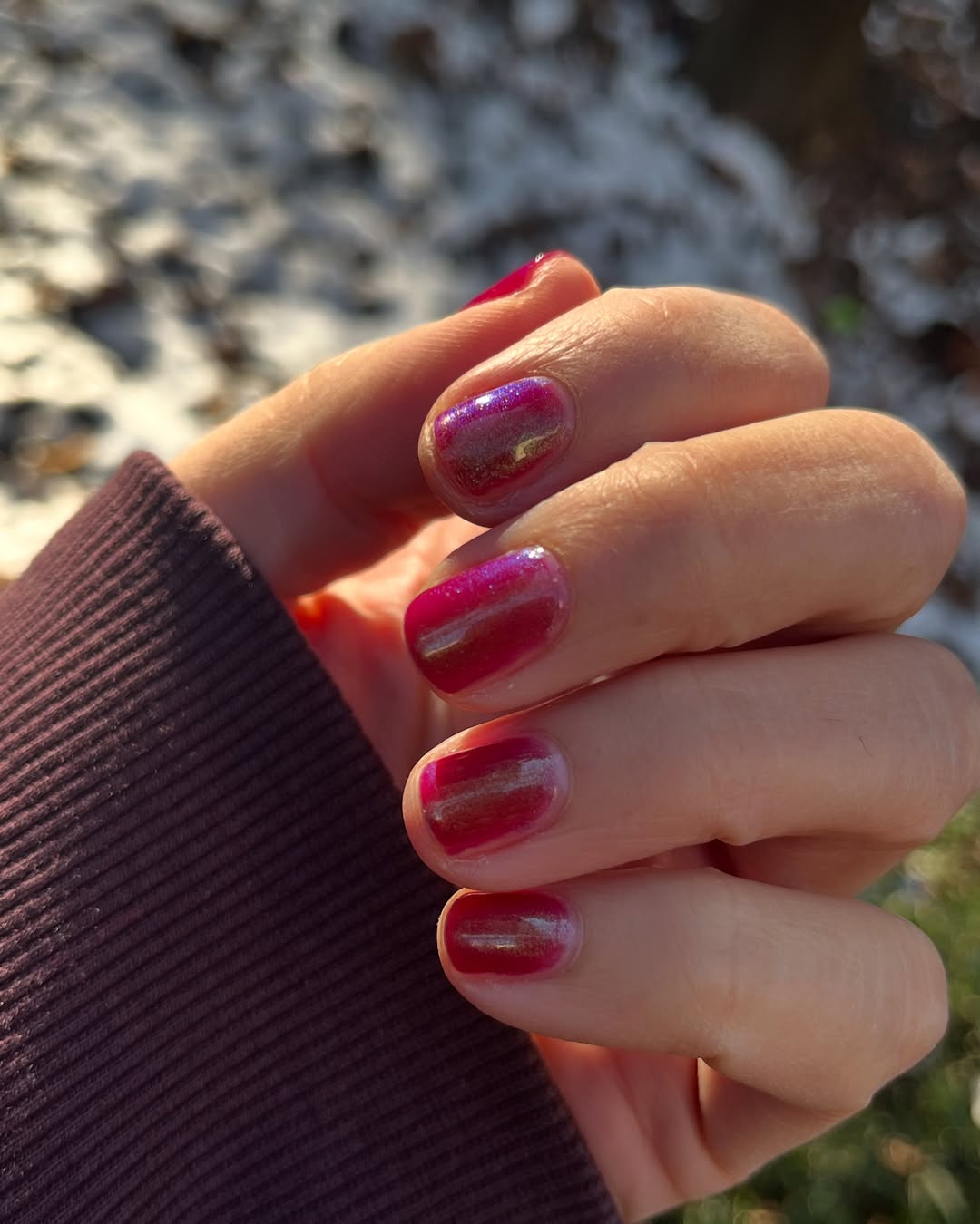Bees Knees Lacquer- Astarions juice box Red Pink Iridescent Nail Poish