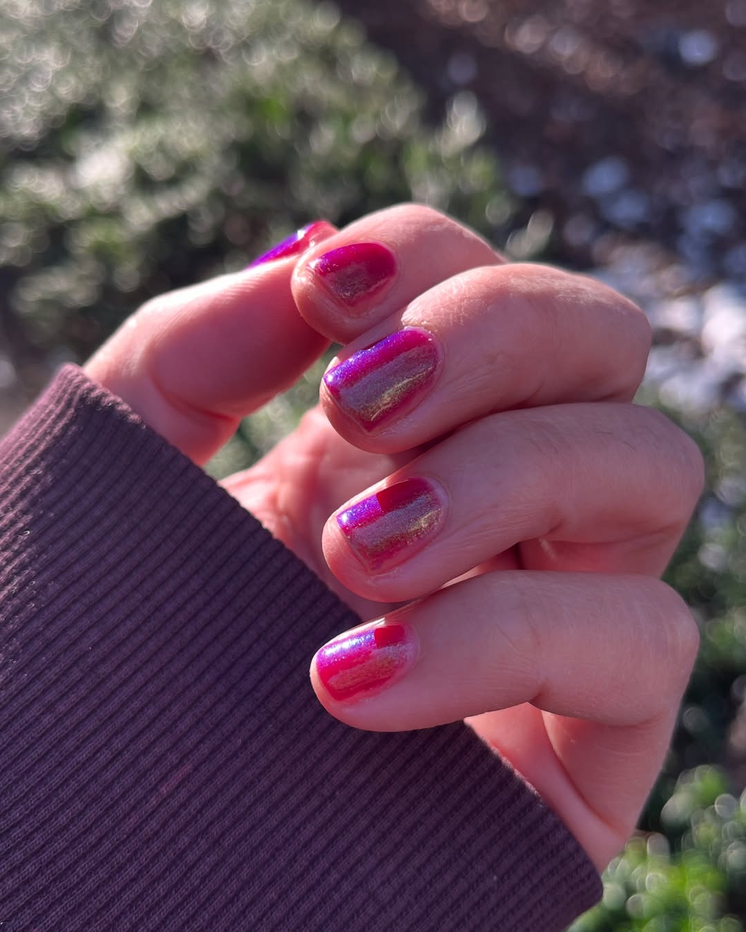 Bees Knees Lacquer- Astarions juice box Red Pink Iridescent Nail Poish