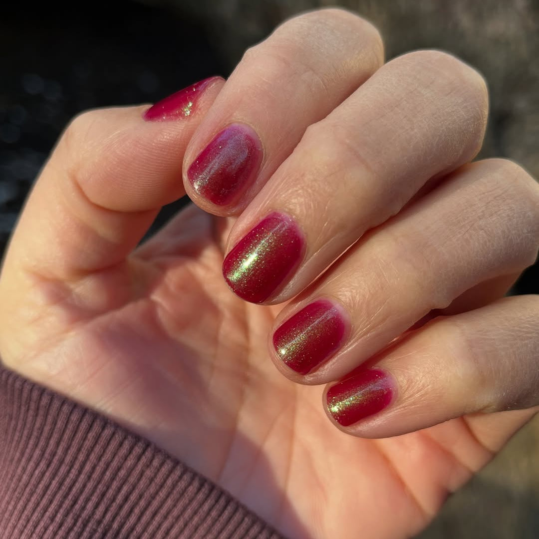 Bees Knees Lacquer- Astarions juice box Red Pink Iridescent Nail Poish