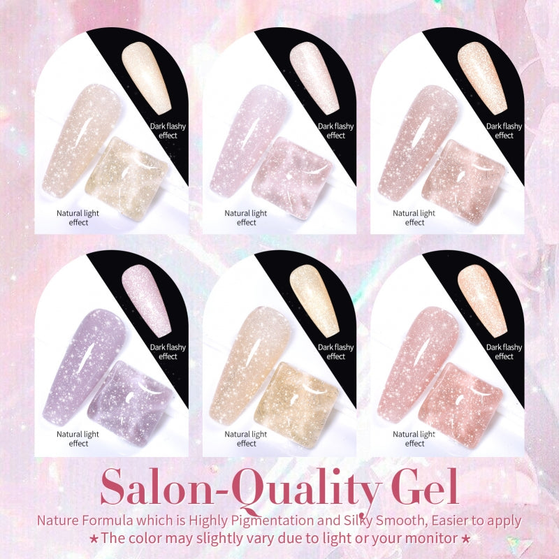 Born Pretty- Jelly Pink Reflective Glitter Gel Polish 10ml 6pcs/Set I Love My Polish