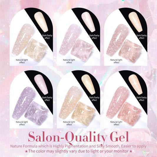 Born Pretty- Jelly Pink Reflective Glitter Gel Polish 10ml 6pcs/Set I Love My Polish