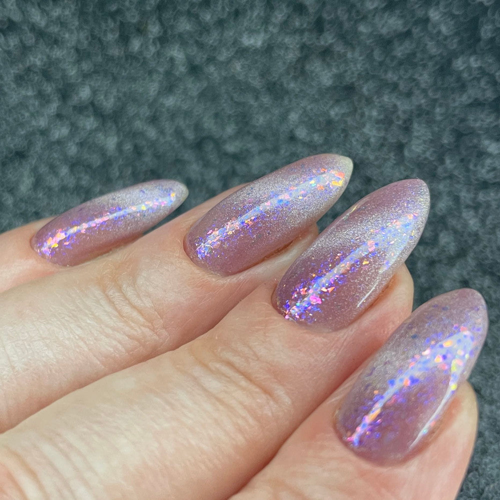 Masura- Daode Blooming Infinity Pink with silk holographic glitter and four types of micas Nail Polish I Love My Polish