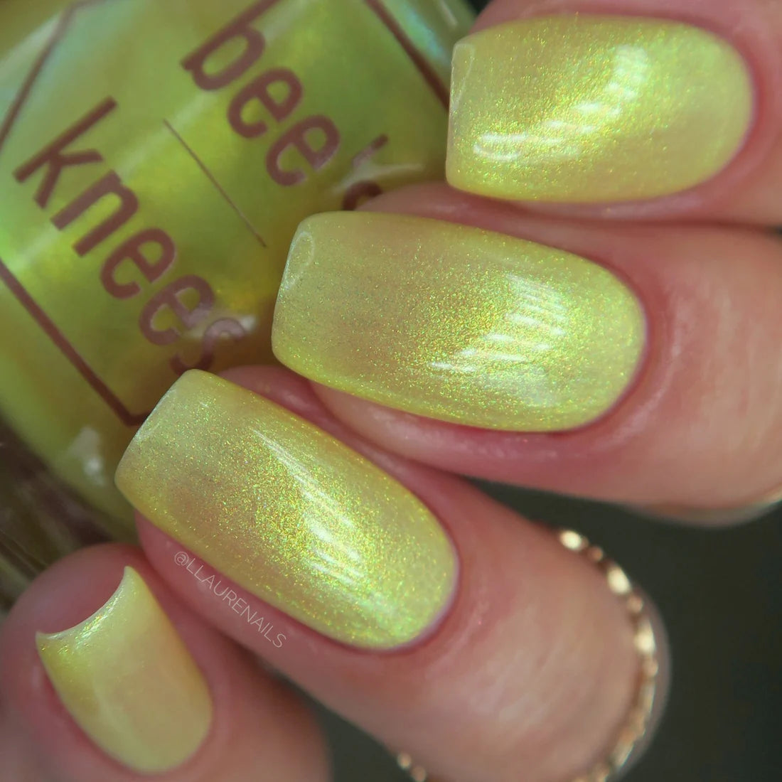 Bees Knees Lacquer- Lightweaver Yellow Green Shimmer Nail Polish I Love My Polish