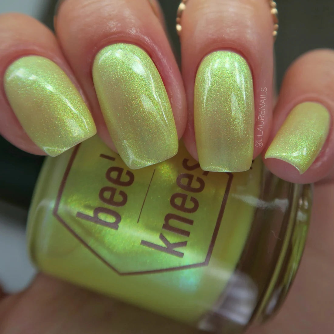 Bees Knees Lacquer- Lightweaver Yellow Green Shimmer Nail Polish I Love My Polish