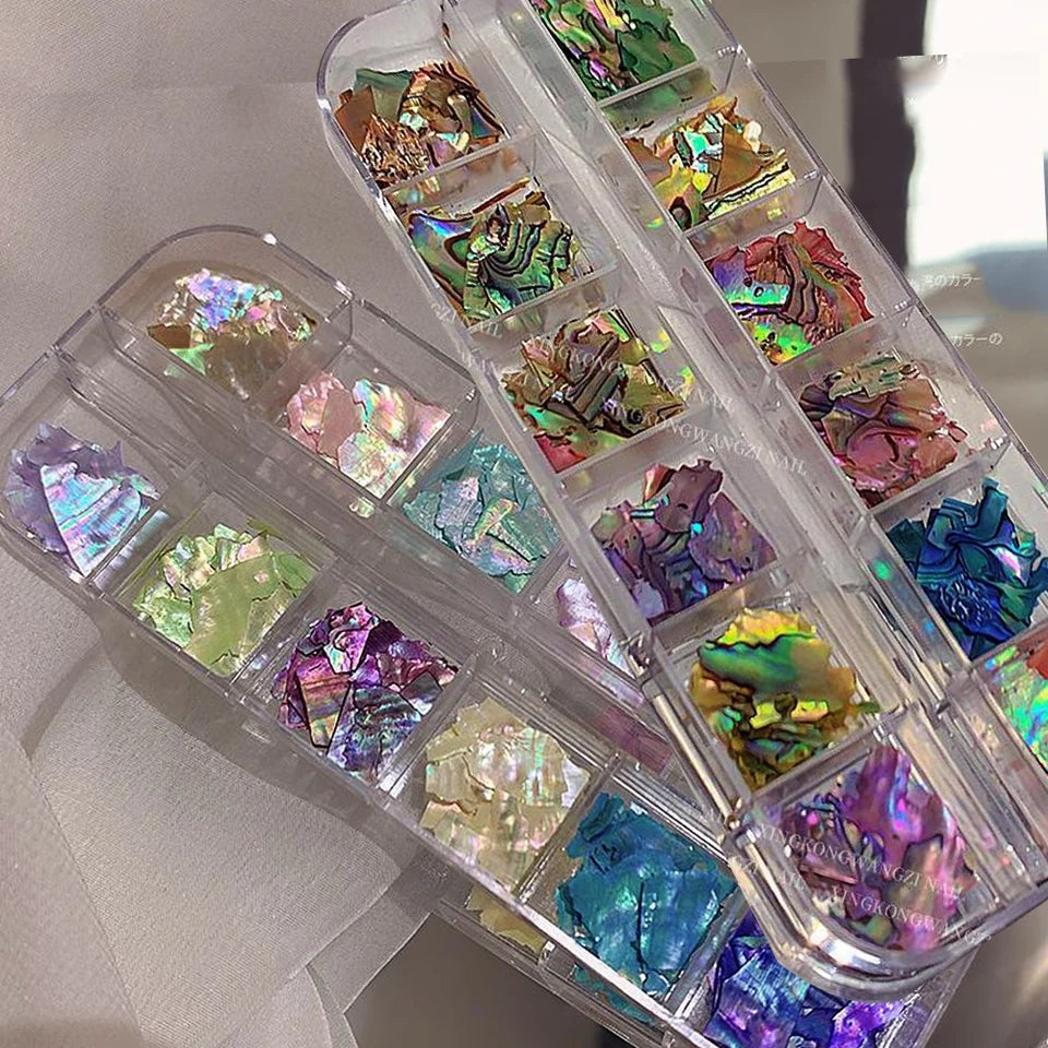 Set of 12 Colors Broken Rainbow Shells for Nail Art I Love My Polish