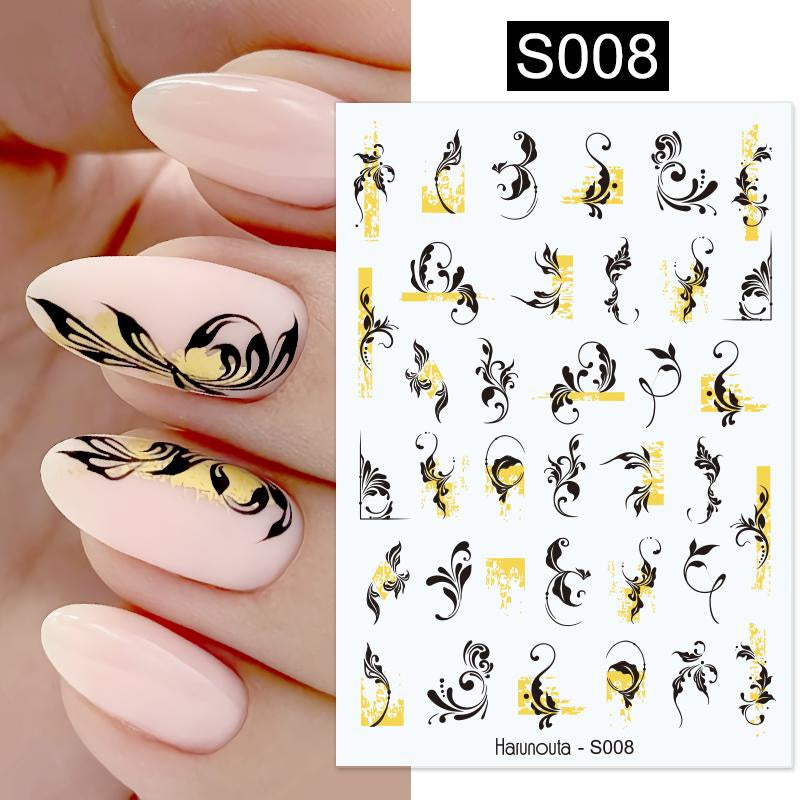 Black & Gold Swirl Nail Art Water Decal I Love My Polish