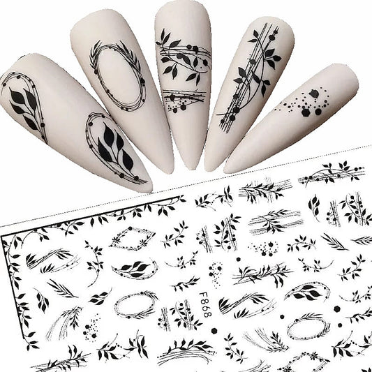 Black Leaves Nail Sticker Sheet I Love My Polish