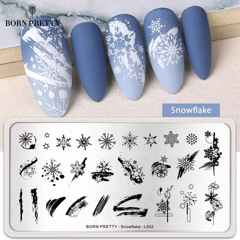 Charming women] 12 Designs 3D Nail Art Stamping Plate Snowflake