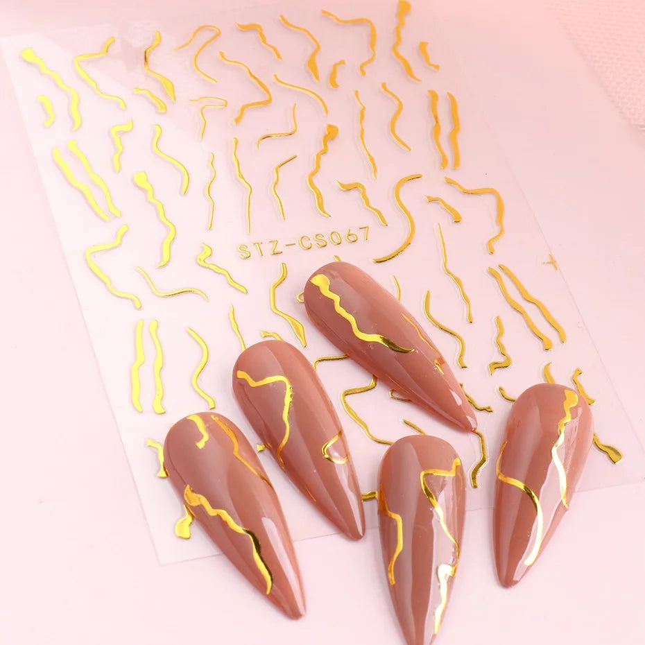 Marble Crackled Golden Sticker Sheet Krupali