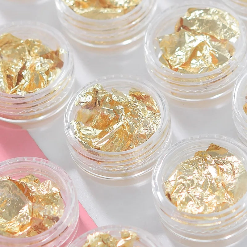 Set of 12 Silver and Golden Nail Foil Box krupali