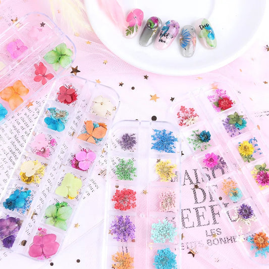 Dried Flowers Nail Art Grid Krupali