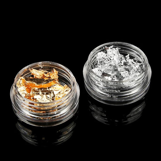 Set of 12 Silver and Golden Nail Foil Box krupali