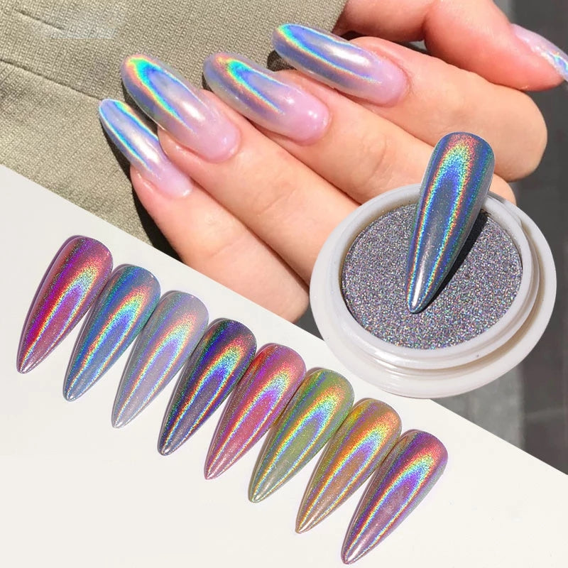 Silver Holographic Chrome Nail Powder Krupali