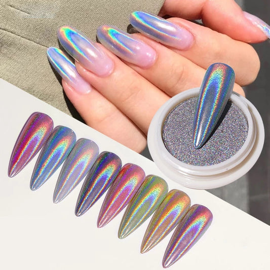 Silver Holographic Chrome Nail Powder Krupali