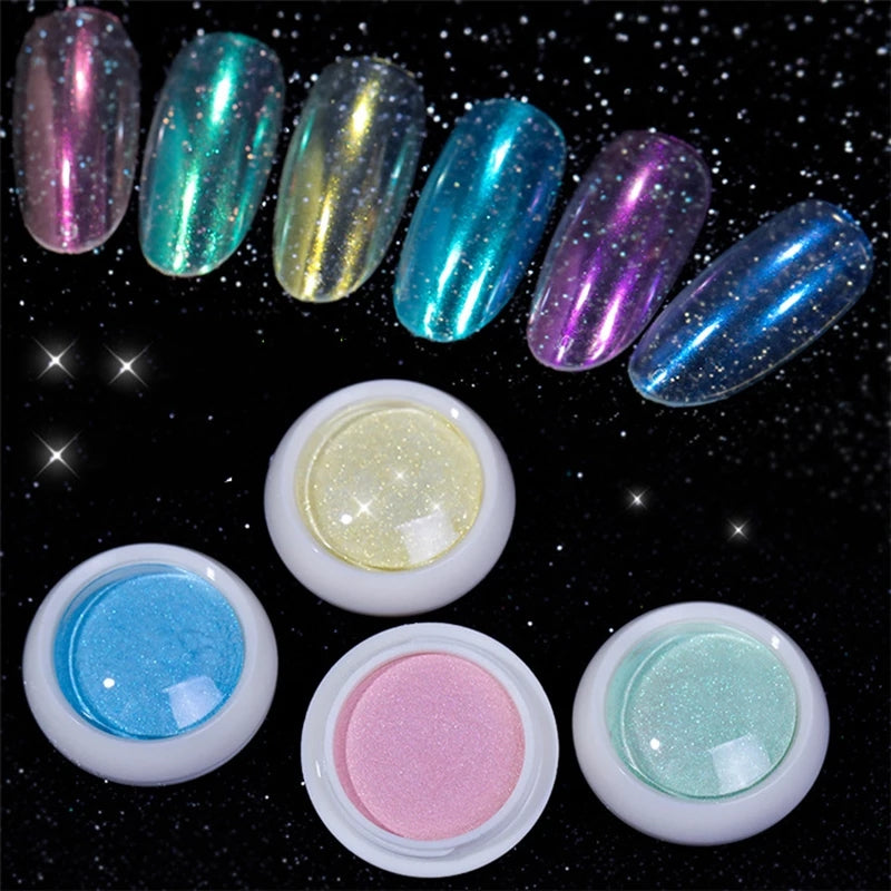 Mermaid Chrome Nail Powder Set of 6 Shades Krupali