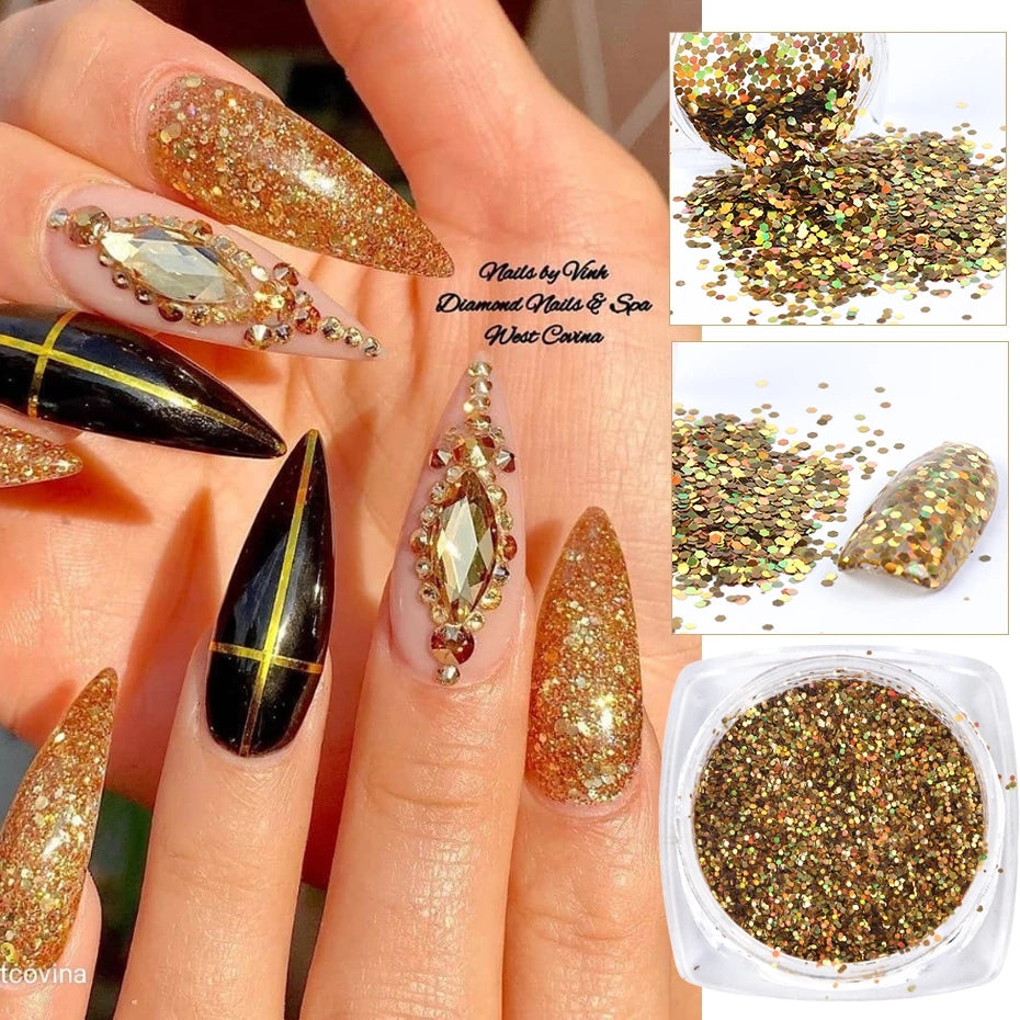 3 Sizes Gold Holographic Glitter Jars Krupali