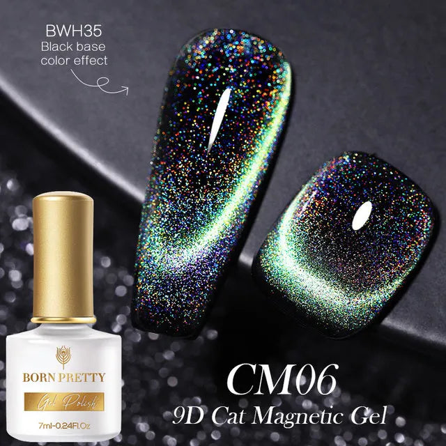 BORN PRETTY Reflective Glitter Gel Nail Polish Sparkling Shining Cat  Magnetic Gel Soak Off UV LED Gel Semi Permanent Varnish