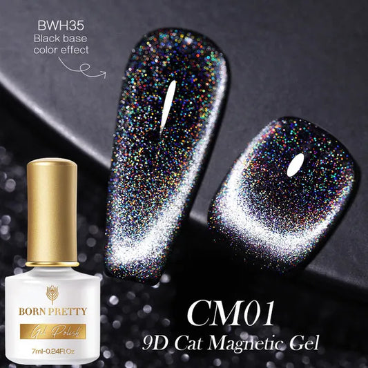 BORN PRETTY 7ml 9D Cat Magnetic Gel Polish Colorful Shining Chameleon Gel Varnish All for Manicure Be Used Black Color Base I Love My Polish