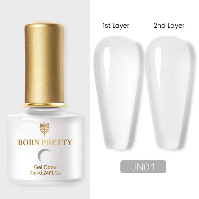 BORN PRETTY 7ml Jelly Red Gel Nail Polish Semi-transparent Pink Nude Clear Color Soak Off UV LED Gel Varnish New Year Christmas I Love My Polish
