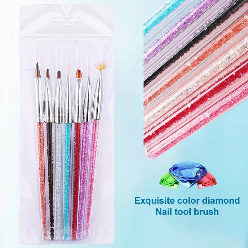 Crystal Diamond Filled Brush Set of 7 Krupali