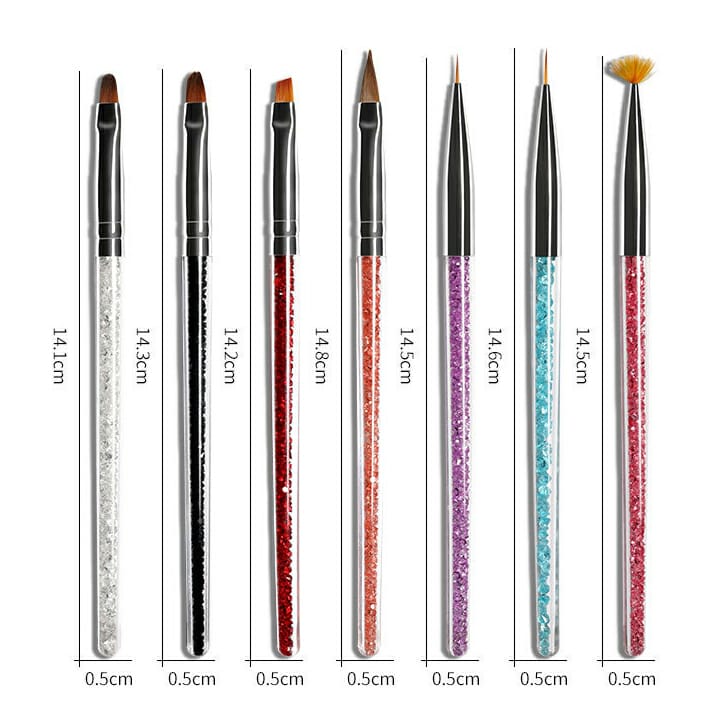 Crystal Diamond Filled Brush Set of 7 Krupali